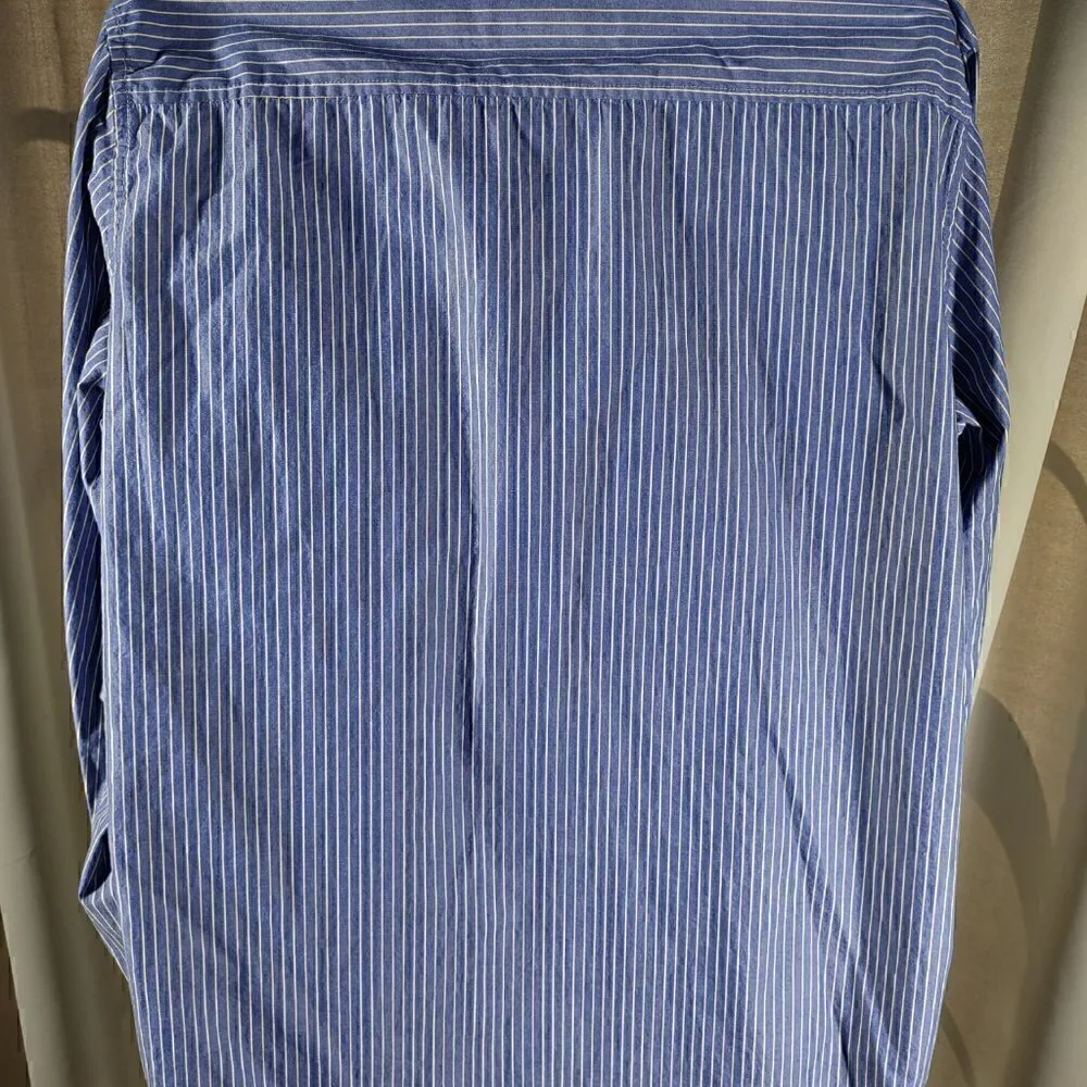 Aeropostale Men's 100% Cotton Blue With Yellow Stripes Dress Shirt Size Large - Picture 6 of 8